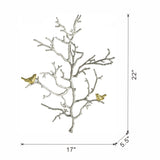 17x5.5x22" Metal Branch Wall Sculptures with Bird Accents, Set of 2 W2078P223128