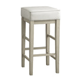Transitional White Faux Leather Seat 29-inch Pub Height Stools Set of 2, White Finish Solid Wood B011P232133