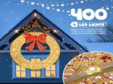 60in Pre-Lit Outdoor Christmas Wreath Decoration, LED Metal Holiday Decor for Home Exterior, Garden 49439263