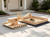 Kids Wooden Sandbox with Digger And 360&deg Rotating Seat Bottom Liner Included 72" x 35" x 22" 52684780