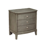 ZNTS Bedroom Furniture 3 Drawers Nightstand Gray Finish Birch Veneer Nickel Hardware Bed Side Table B01146198