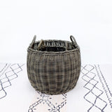 2-Pack Stackable Hand Woven Wicker Storage and Laundry Basket with Handles B046P144640