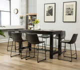 Bronco Antique Wood Finished Counter Height Dining Set Table and Six Gray Chairs T2574P195181