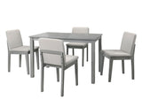 ZNTS Grey Finish 5pc Room Set Table 4x Chairs Beige Fabric Chair Seat Kitchen Breakfast B011118999