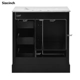 30-Inch bathroom vanity cabinet with ceramic basin, 3 drawers and adjustable shelves N729P176237B