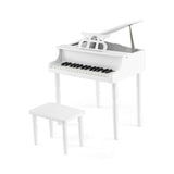 White Kids Piano 30-Key Wood Toy Kids Grand Piano with Bench and Music Rack 66135554