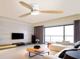 (Same as W882P244711) 52 Inch Flush Mount Ceiling Fan DC 3 Solid Wood Fan Blade Noiseless Reversible W882P322244