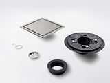 6 Inch Square Shower Drain with 2-in-1 Flat & Tile Insert Removable Cover, 304 Stainless Steel with 05710814