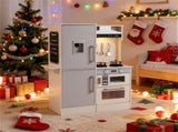 White Dual-Sided Kids Play Kitchen with Water Dispenser and Range Hood for 3 Years Old 57436344