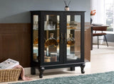 Curio Cabinet with Tempered Glass Doors, Lighted Display Cabinet with Mirrored Back Panel & 39908400