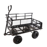 ZNTS (Black double fence utility cart) Wagon Cart Garden cart trucks make it easier to transport firewood W22784159