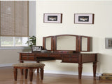 Bedroom Contemporary Vanity Set w Foldable Mirror Stool Drawers Cherry Color HS00F4071-ID-AHD