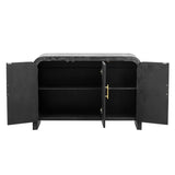 ZNTS TREXM Retro Minimalist Curved Sideboard with Gold Handles and Adjustable Dividers for Living Room or WF317093AAB