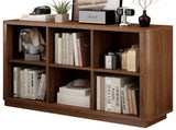 6 Cube Storage Bookcase, 40" Wide Low Horizontal Book Shelf with Curved Edge, Wood Floor Standing W2641P460042