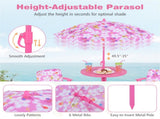 Kids Picnic Table Set with Adjustable Umbrella 3PCS Outdoor Furniture for Ages 3-6 78146851