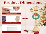 6FT Gold 3-Head Street Lamp with Wreath, 210 Warm White LEDs, Christmas Light Post, US Plug 72751542