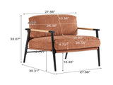 27.56" Modern Accent Chair with Plush Cushions, Minimalist Metal Frame, and Wooden Armrest Design N767P215306O