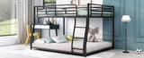 ZNTS Metal Floor Bunk Bed, Full XL over Queen, Black MF311038AAB