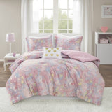 Metallic Printed Plush Comforter Set with Throw Pillow Twin/Twin XL B035P294498
