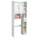 Double-Door Bathroom Cabinet with 2, Adjustable Panels, 1 Drawer and 3 Side Shelves, White 23726819