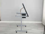 Adjustable Art Drawing Desk Craft Station Drafting with 2 fabric Drawers and 4 Wheels W347P330973