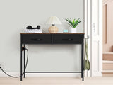 Industrial Console Table with Charging Station, 31.5 Inch Narrow Entryway Table with 2 Fabric 73741676