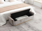 49" Bench with Storage, Storage Ottoman Bench with Safety Hinge, Gold Metal Base with wood frame, W2671P441836