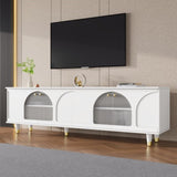 ON-TREND Contemporary TV Stand Adjustable Shelves for TVs Up to 78'', Stylish Media Console WF325998AAK