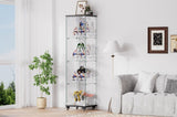 4 Tier Glass Display, Single Door Glass with Lock and Wheels, Floor Standing Storage W1668P241902