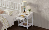 Retro Style Nightstand with Drawer and Open Shelf for Bedroom, Bedside Table with Turned Legs and N733P206240K