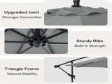 10ft Umbrella Hanging Offset Market Outdoor Sun Shade For Deck Poolside Easy Tilt Cross Base 96791939