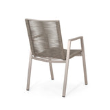 Outdoor Modern Aluminum Dining Chair with Rope Seat , Silver and Taupe 64679.00SIL