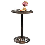 ZNTS Outdoor Bistro Pub Table, Round Patio Bar Height Cocktail Table, Antique Bronze 07814241