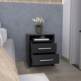 Nightstand 23.6" H, with 2 Drawers and 1 Shelf, Black B097P250851