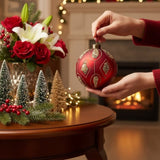 4PCS Set 4.7" Christmas Glass Ball Ornaments Holiday Decor for Xmas Tree Hanging Party Supplies FBA 30081146