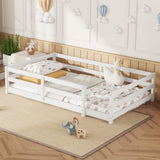 ZNTS Twin Size Bed, Montessori Bed with Fence, Kids Montessori Bed Twin Size, Wood Montessori W1820P235710