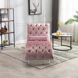 COOMORE Velvet Chaise Lounge Indoor,Button-Tufted Upholstered Chaise Lounge Chair with Pillow for W39538676