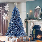 6FT Pre-Lit Hinged Artificial Fir ChristmasTree, Xmas Snow Flocked Artificial Holiday Christmas PX292921AAM