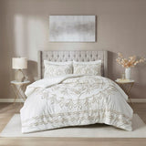 Full/Queen 3 Piece Tufted Cotton Chenille Duvet Cover Set B03597351
