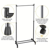 ZNTS Garment Racks 3ft-5.18ft Height Adjustable Clothes Stand Foldable Clothes Hanger w/ Wheels Storage 59687862