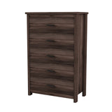 Retro American Country Style Wooden Dresser with 5 Drawer, Storage Cabinet for Bedroom, Dark Walnut WF324089AAD
