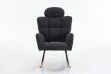 055-Teddy Fabric Upholstered Nursery Rocking Glider Chair Modern Accent Armchair Padded Seat with W527P228311