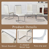 Set of 4 Cream Textured Granular Fabric Material Dining Chairs 39.3" High, 20.4" Ergonomic W1151P324773