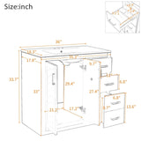 36'' Bathroom Vanity with Ceramic Sink Combo, Solid Wood Frame Bathroom Storage Cabinet, N710P243327B