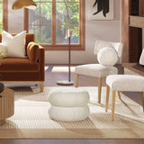 Nest 19.5" Low Round Upholstered Ottoman, Almond White Chenille B2719P269261
