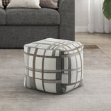 Square Pouf Multi-Color Jacquard Fabric Upholstery Modern Ottoman, Footstool, Non-Slip Floor Pouf, B011P251651