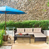 3 Piece Outdoor PE Rattan Furniture Set, Patio Black Wicker Conversation Loveseat Sofa Sectional 41175720