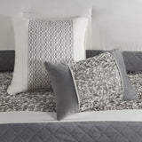 5 Piece Textured Jacquard Stripe Comforter Set with Throw Pillows-King/Cal King B035P280387