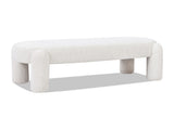 Hugo 49" Oval Fully Upholstered Bench, Milk Cream White Boucle B2719P238467