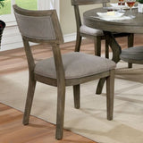 ZNTS Rustic Grey Solid wood 2pc Dining Chairs Fabric Upholstered Seat Back Curved Dining Room Furniture B011107813